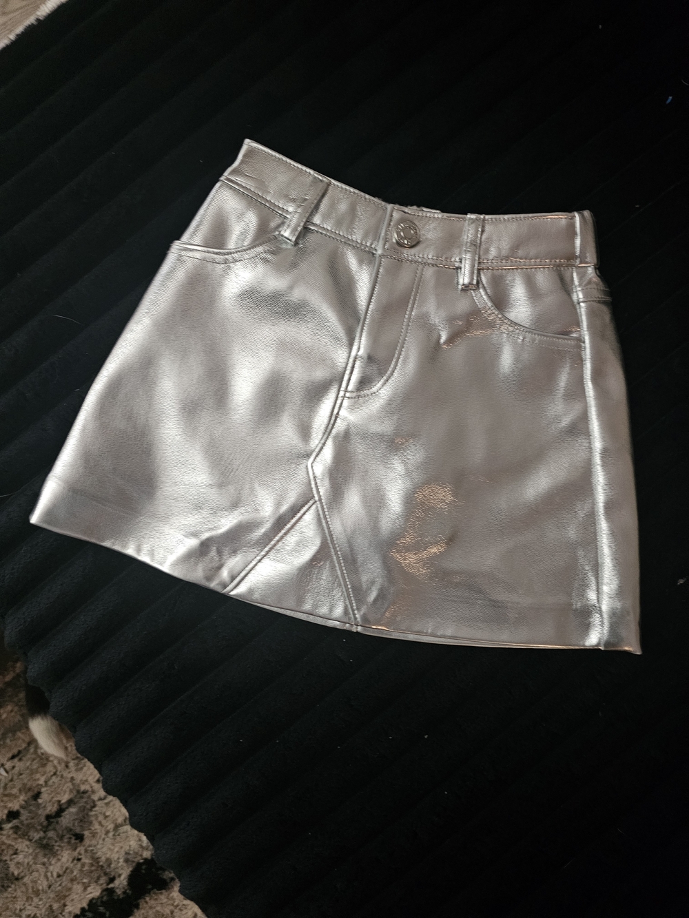 Zara Silver Faux Leather Mini Skirt